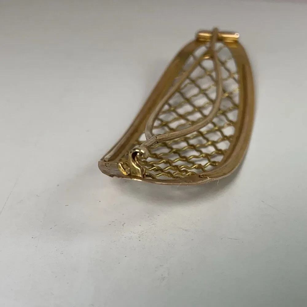 Antique 14k Gold Hair Barrette Victorian Edwardian 13 Grams Ornate Lattice 3.5”